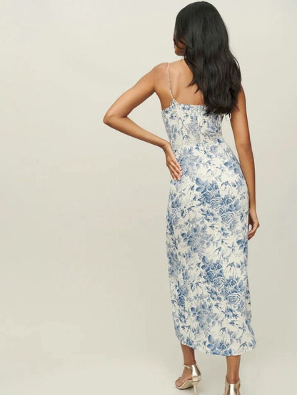 Floral Sheath Spaghetti Straps Sleeveless Dress-GD200800