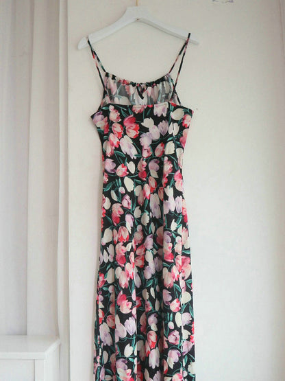 Floral Sheath Spaghetti Straps Sleeveless Dress-GD200806