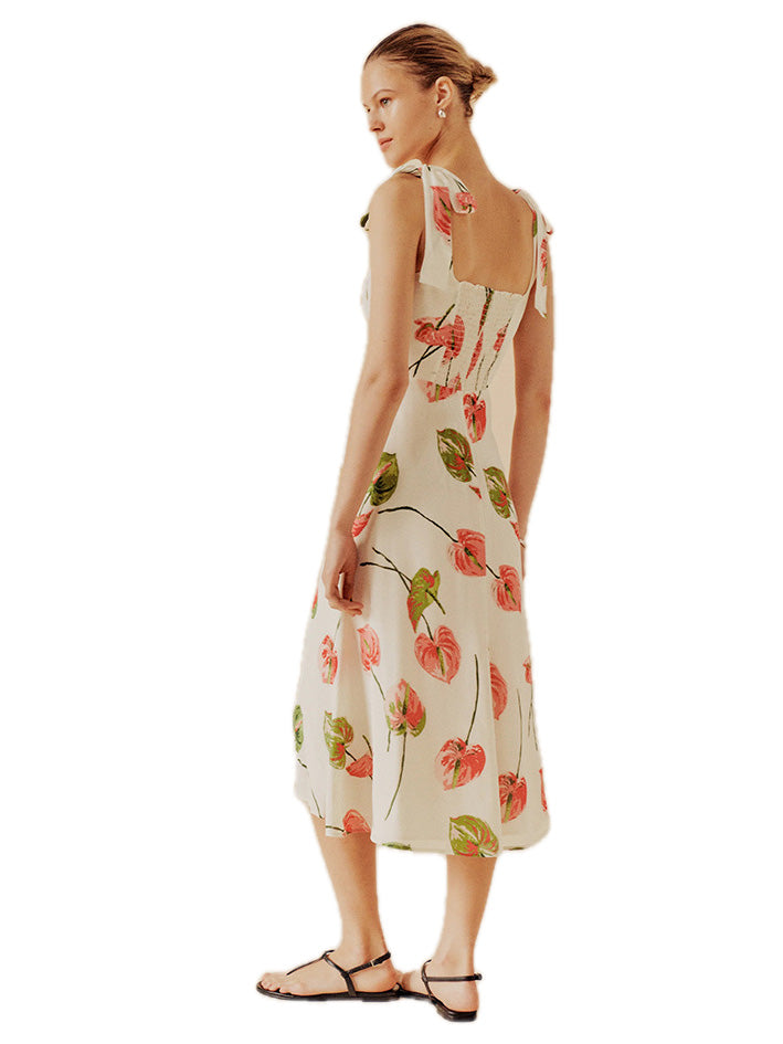 Floral Sheath Boat Neck Sleeveless Dress-GD200807