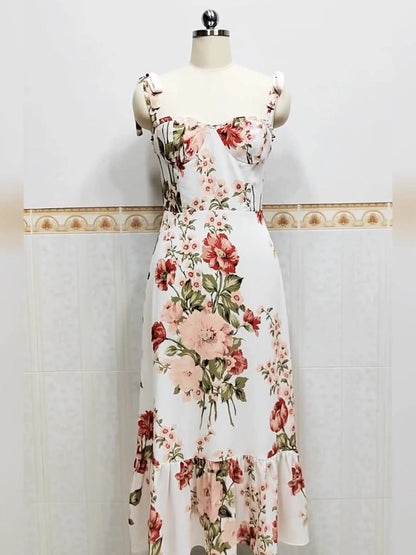 Floral A-Line Boat Neck Sleeveless Dress-GD200811