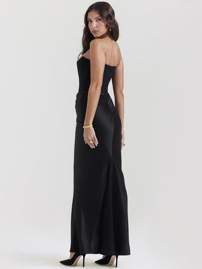 Velvet Mermaid Strapless Sleeveless Dress-GD200824