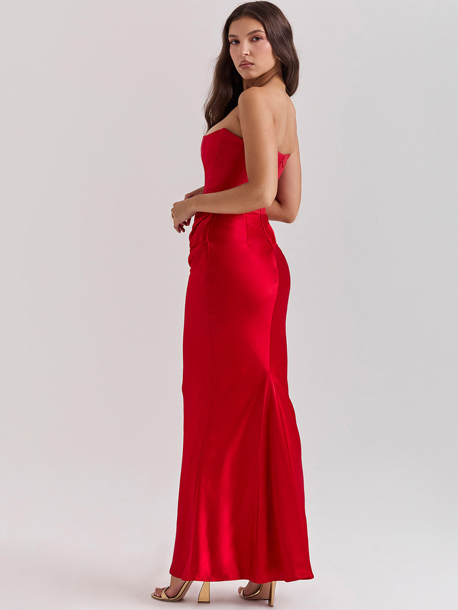 Velvet Mermaid Strapless Sleeveless Dress-GD200824