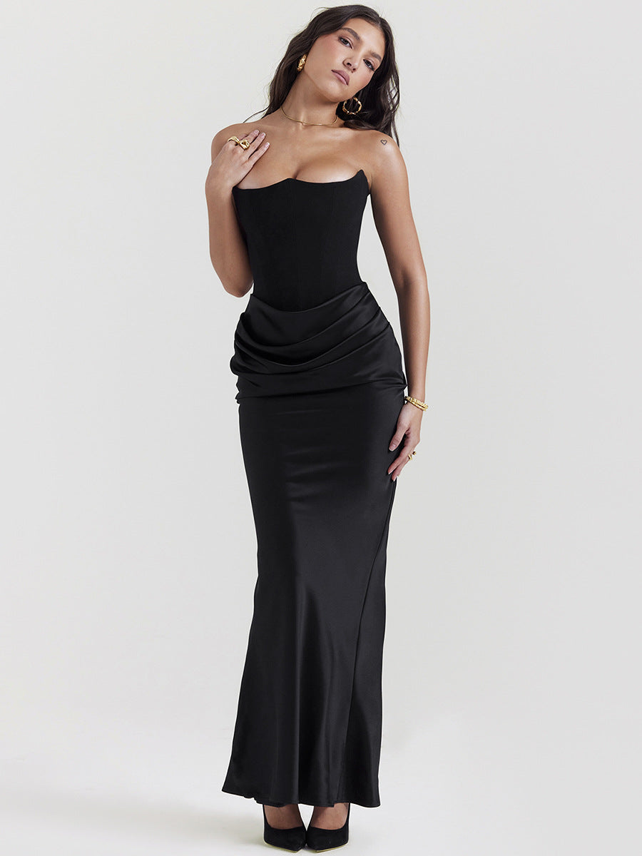 Velvet Mermaid Strapless Sleeveless Dress-GD200824