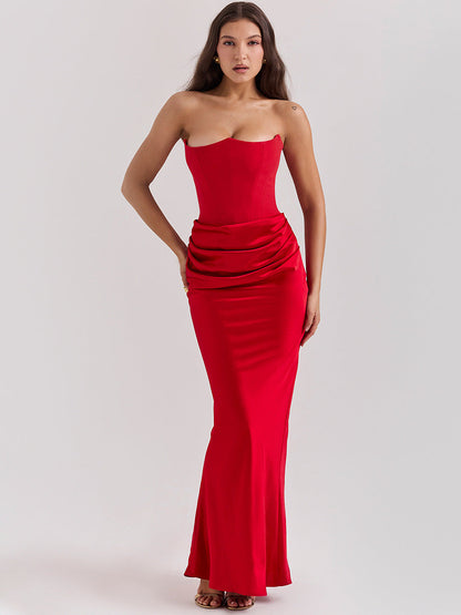 Velvet Mermaid Strapless Sleeveless Dress-GD200824