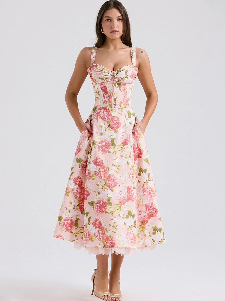 Floral A-Line Sweetheart Sleeveless Dress-GD200829