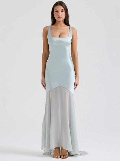 Satin Mermaid Spaghetti Straps Sleeveless Dress-GD200832