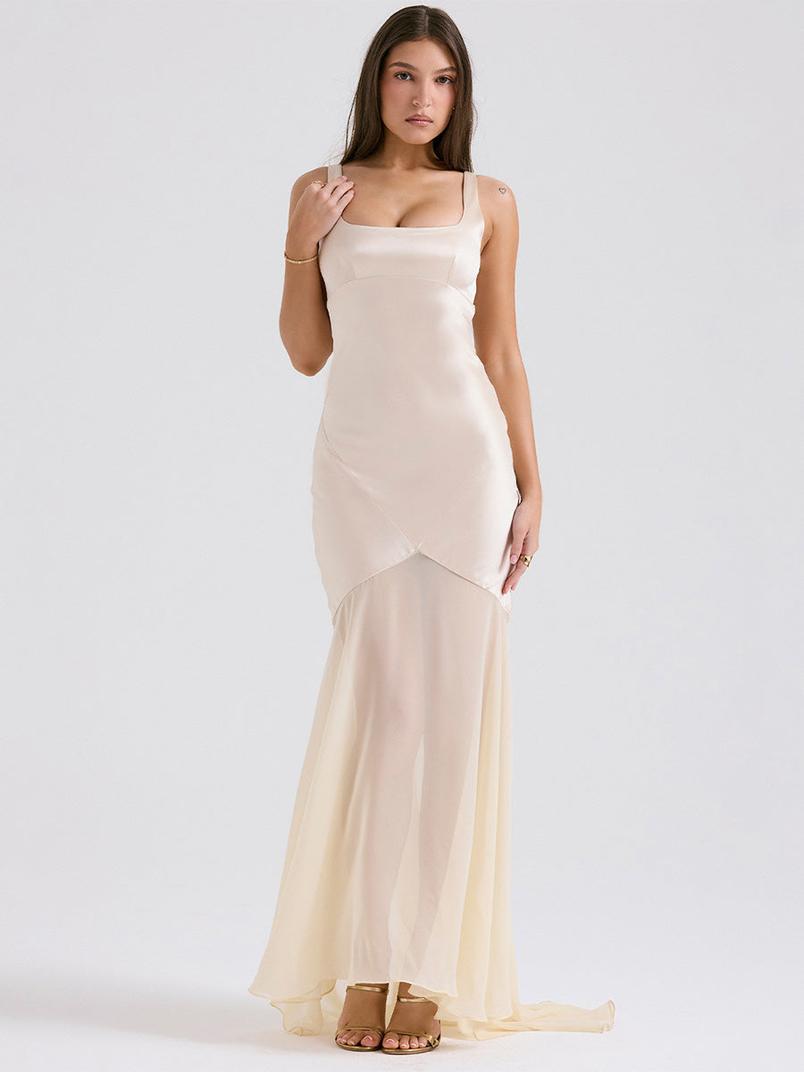 Satin Mermaid Spaghetti Straps Sleeveless Dress-GD200832