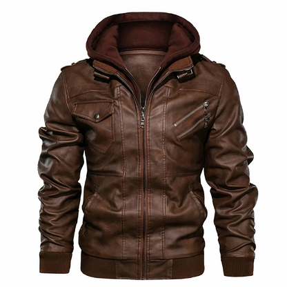 Ettore | Stylish Leather Jacket with Hood