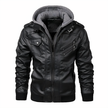 Ettore | Stylish Leather Jacket with Hood