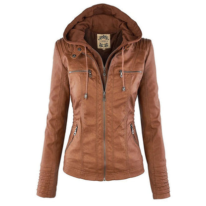 ASHTON - Vegan Leather Jacket With Detachable Hood