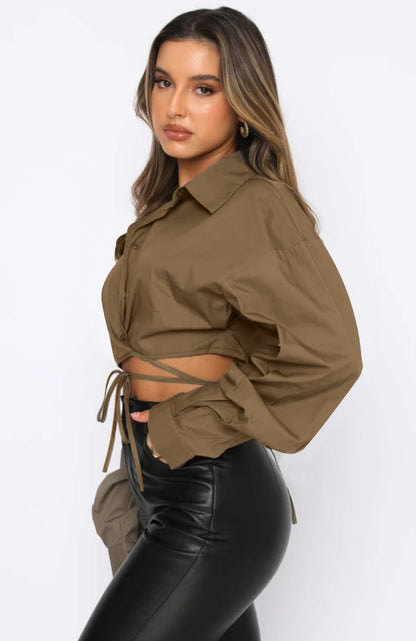 RAINI - Tie-Front Cropped Shirt