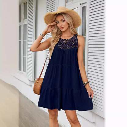 Lace Hollow Summer Sleeveless Short Dresses