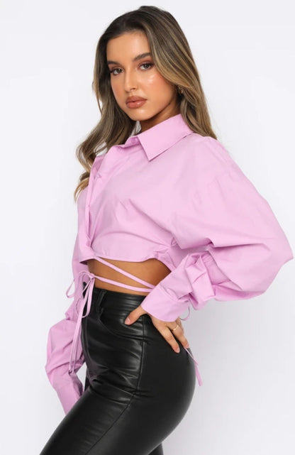 RAINI - Tie-Front Cropped Shirt