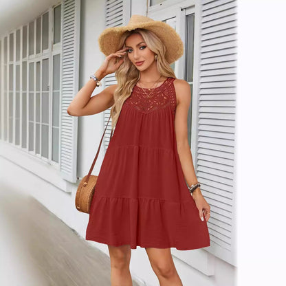 Lace Hollow Summer Sleeveless Short Dresses