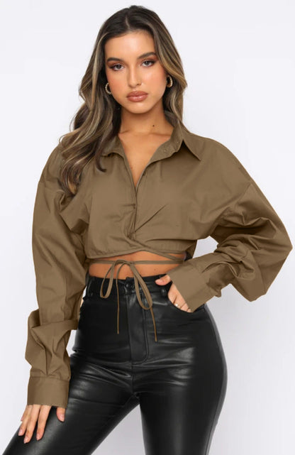 RAINI - Tie-Front Cropped Shirt