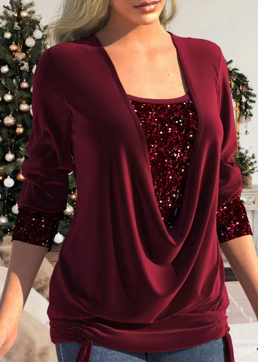 Sophie | Shimmering Sequin Detail Cotton Glitter Blouse