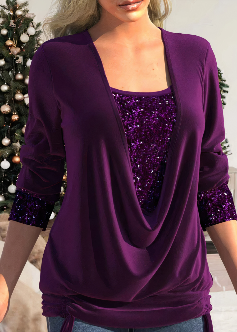 Sophie | Shimmering Sequin Detail Cotton Glitter Blouse