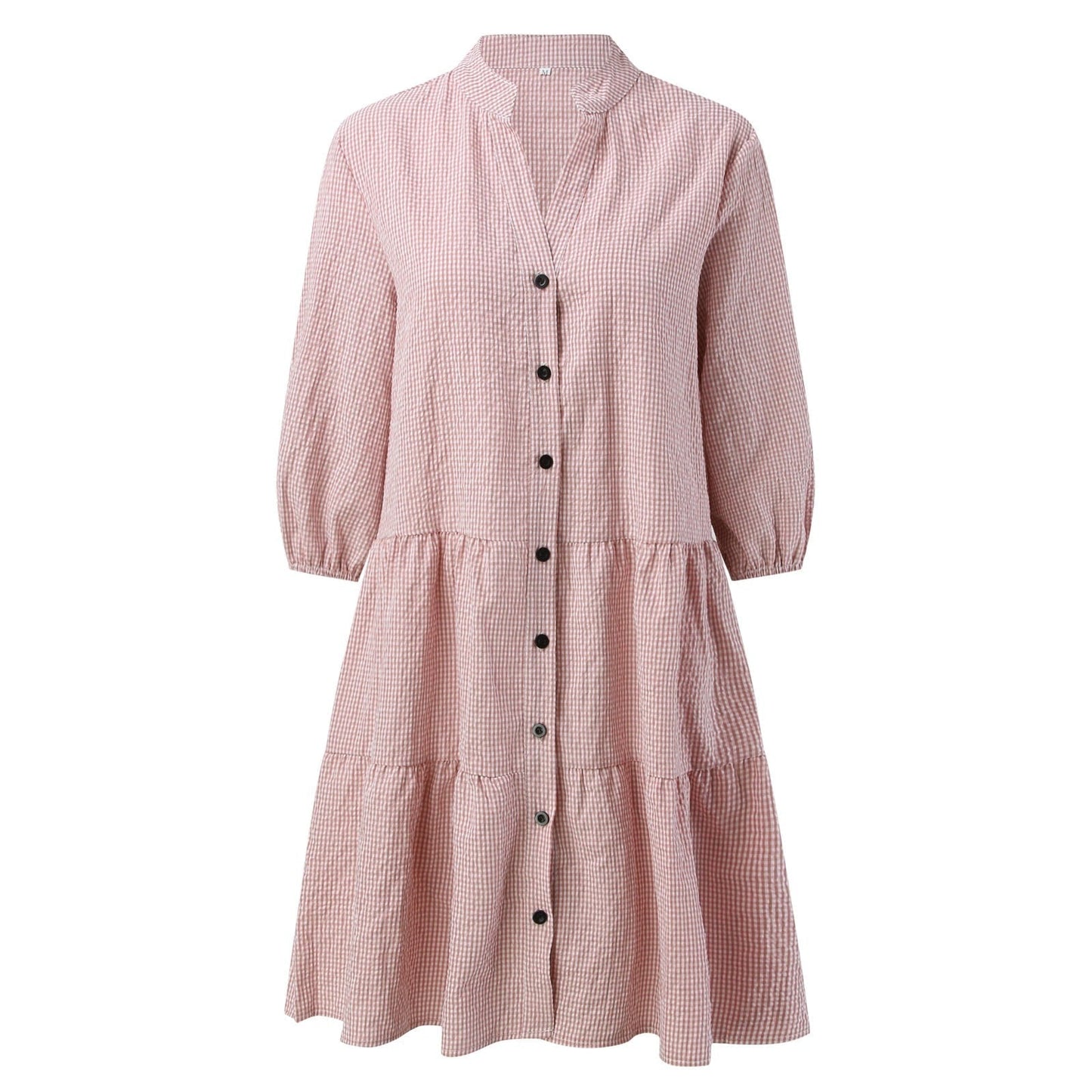 ILVY - Checked Shirt Dress With Mao Collar