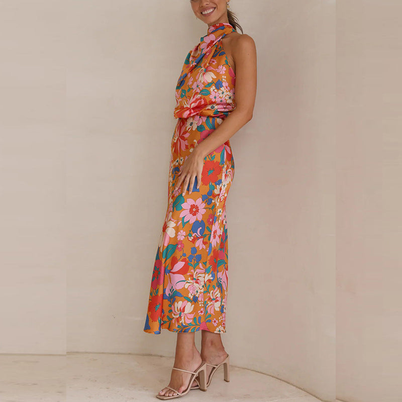 MARCELLE - Floral Satin Dress