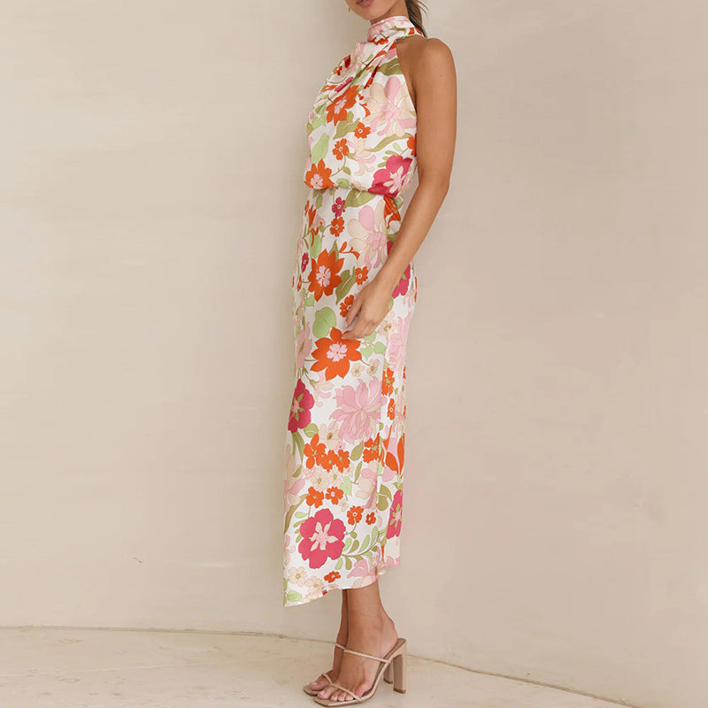 MARCELLE - Floral Satin Dress