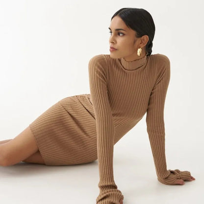 KIMYA - Ribbed Turtleneck Dress