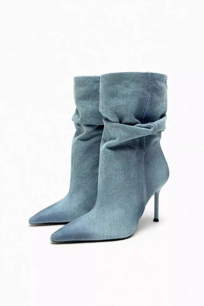 ELYCE - Denim High Heel Boots