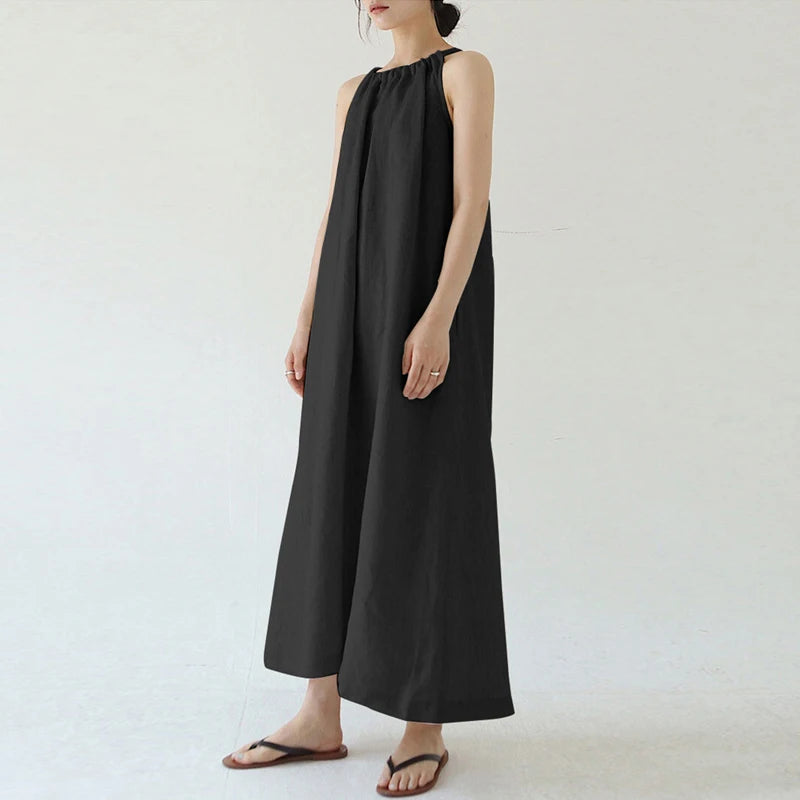 ALIZA - Linen Halterneck Maxi Dress