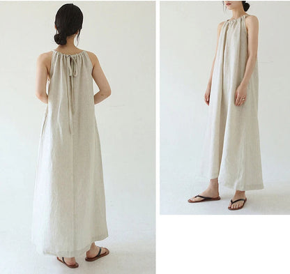 ALIZA - Linen Halterneck Maxi Dress