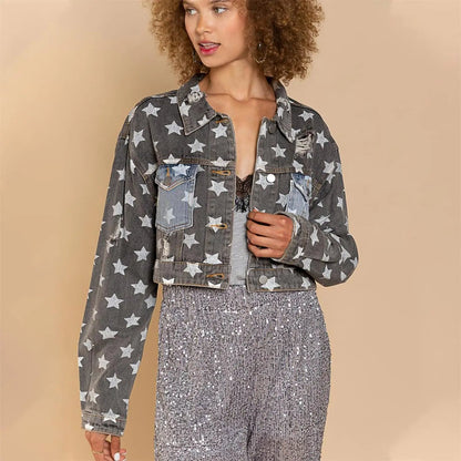 TIA - Starry Denim Cropped Jacket