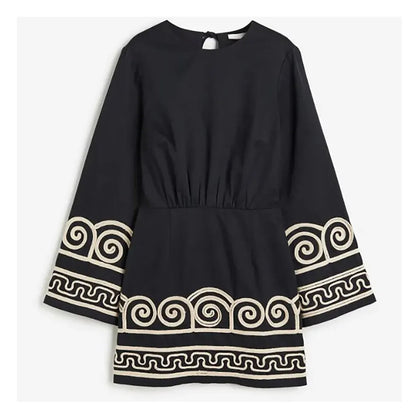 JANA - Bohemian Embroidered Bell-Sleeve Midi Dress