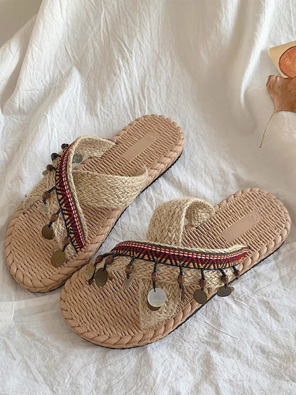 Women's Bohemian Flat Braided Beach Shoes