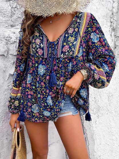 Women's Botanical Print Long Sleeve Shirt