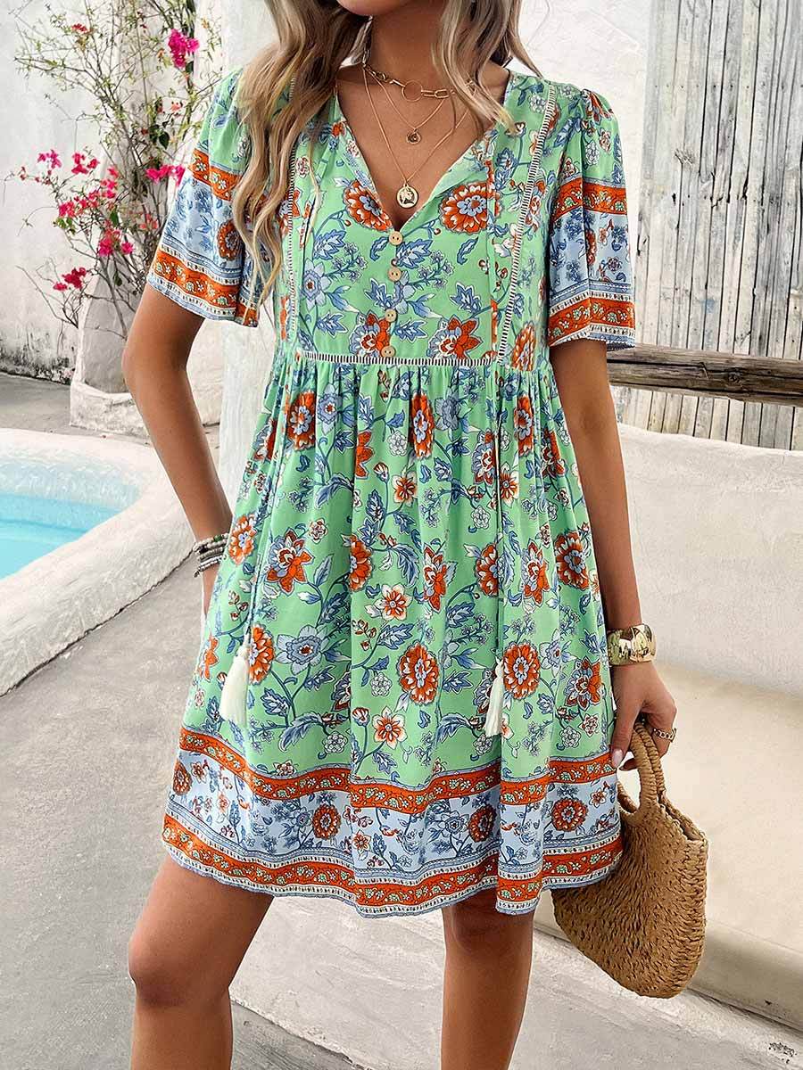 Women's Printed Short Sleeve Dress