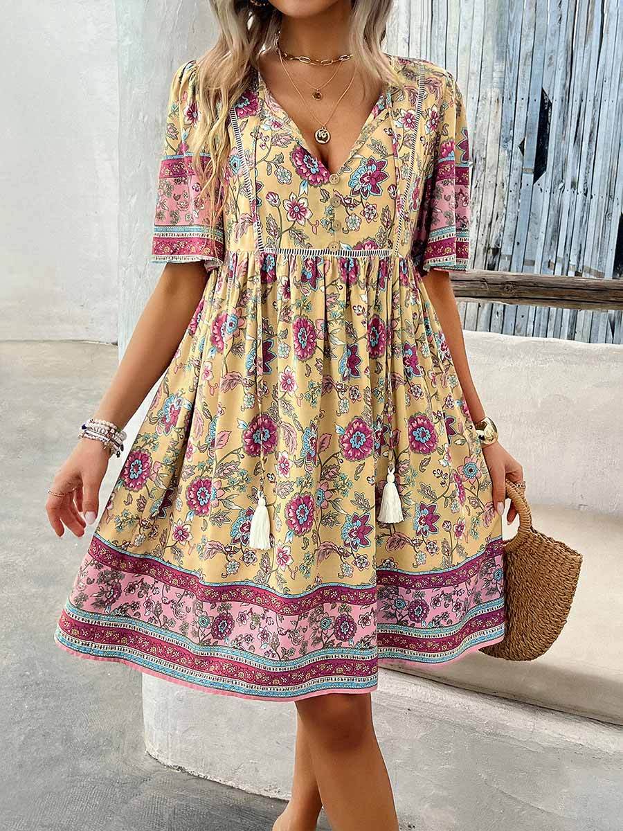 Women's Printed Short Sleeve Dress