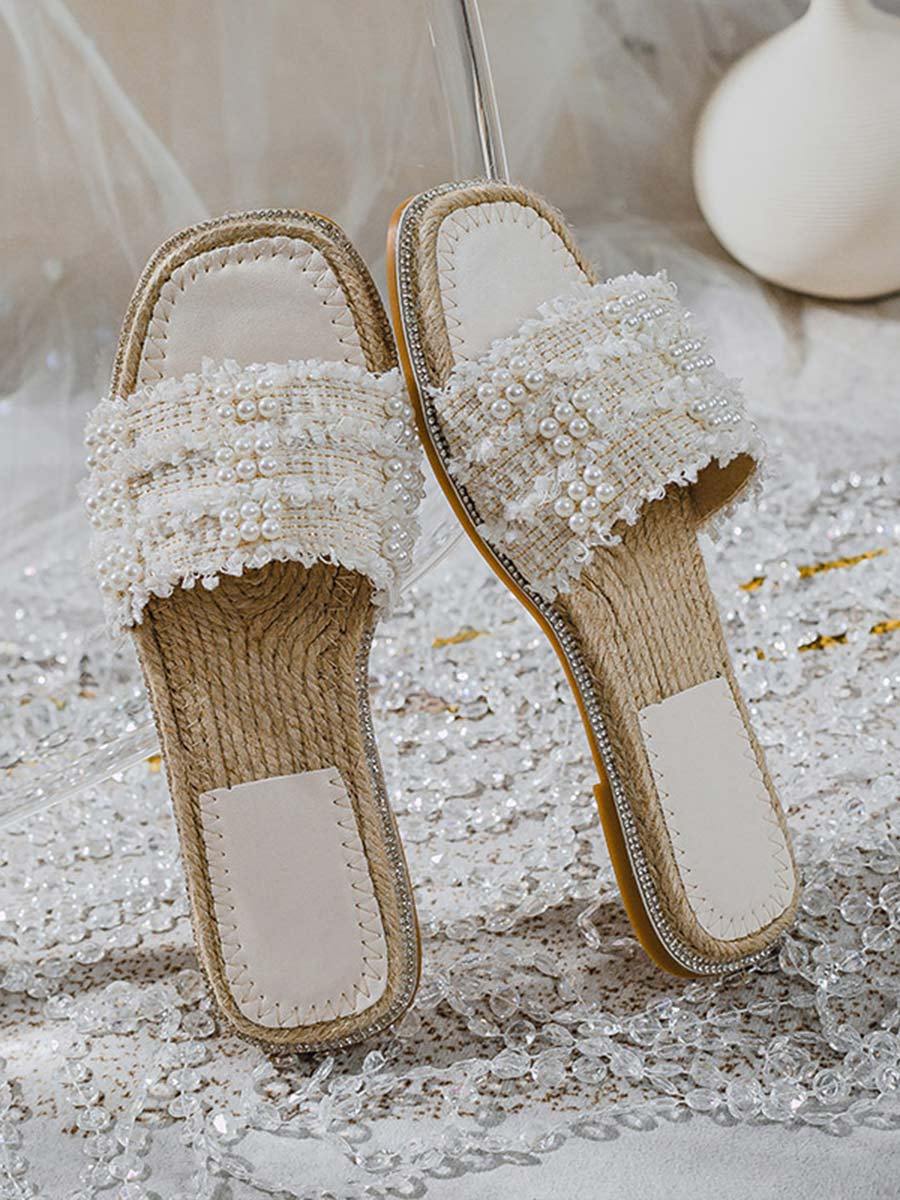 Women's Straw Flat Beach Shoes