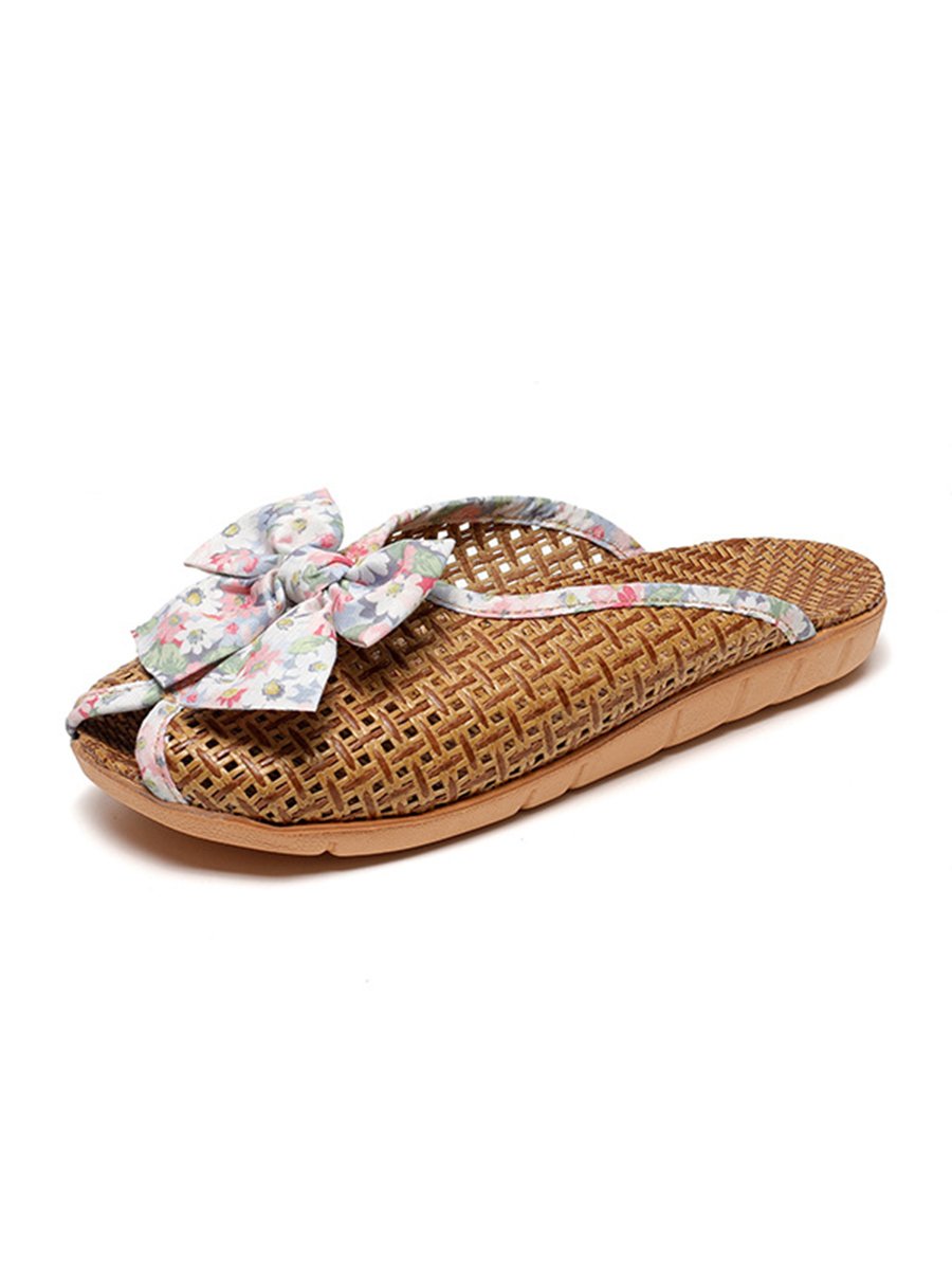 Women's Printed Rattan Grass Woven Slipper