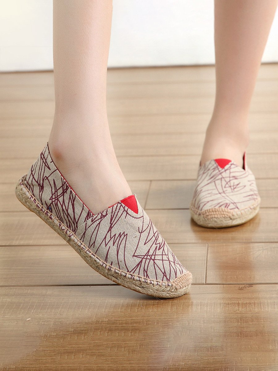 Women's Straw Fisherman Canvas Shoes