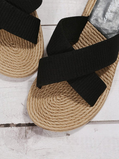 Women's Straw Flat Slippers