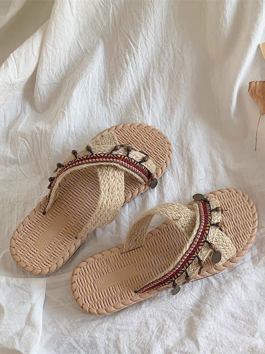 Women's Bohemian Flat Braided Beach Shoes