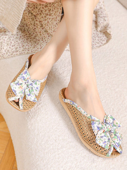 Women's Printed Rattan Grass Woven Slipper