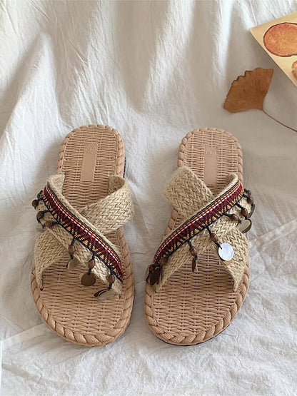 Women's Bohemian Flat Braided Beach Shoes