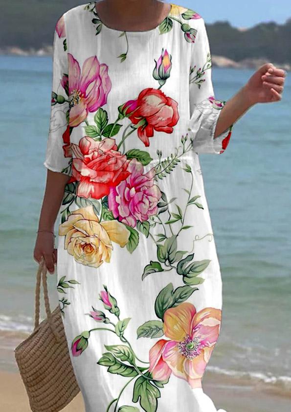 Women's Short Sleeve Floral Pattern Resort Dress