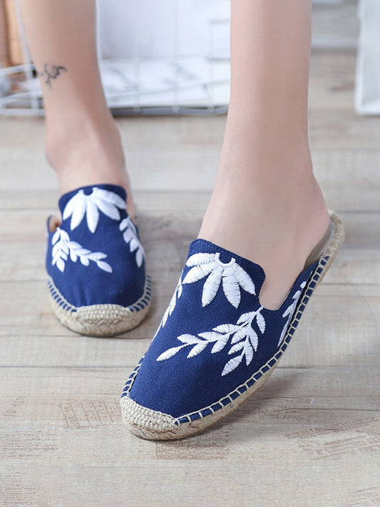 Women's Breathable Linen Fisherman Shoes Half Slippers