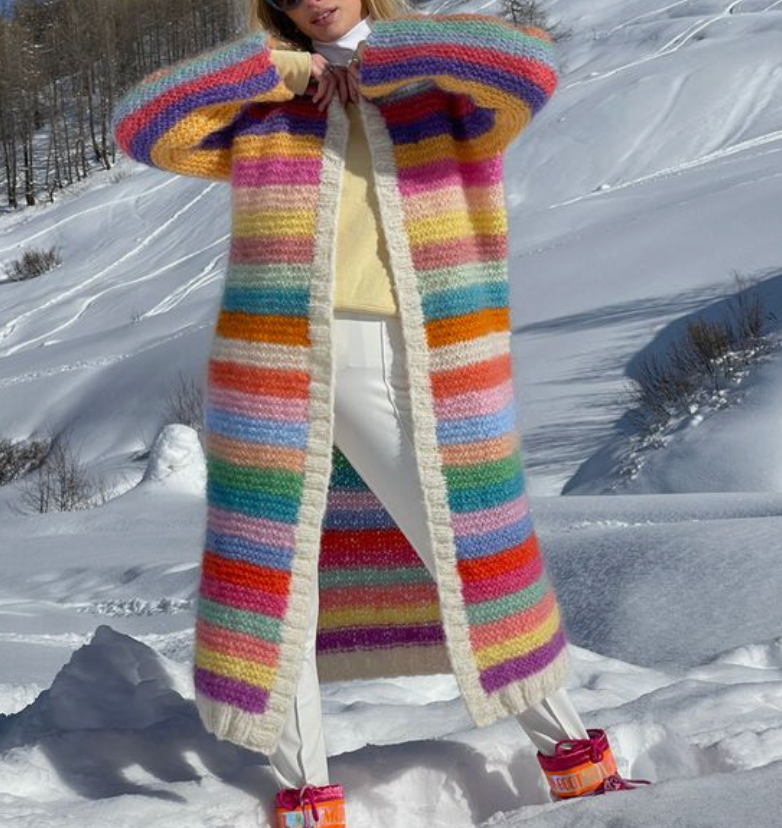 Milla - Warm And Stylish Knitted Coat In Rainbow Colours