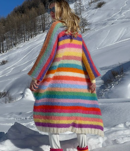 Milla - Warm And Stylish Knitted Coat In Rainbow Colours